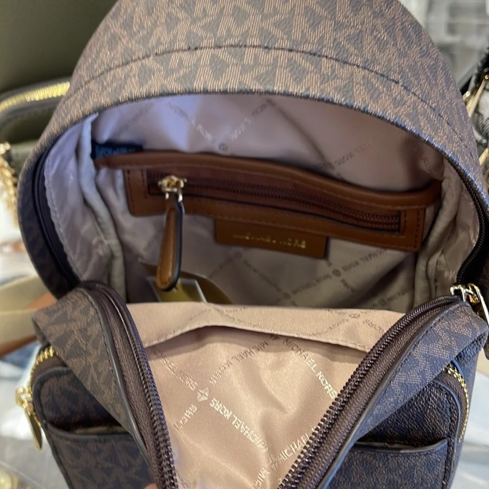 MICHAEL KORS Maisie Extra-Small Logo 2-in-1 Backpack Brown  NWT